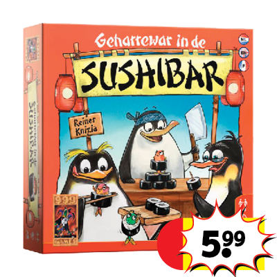 999 Games Geharrewar in de sushibar dobbelspel