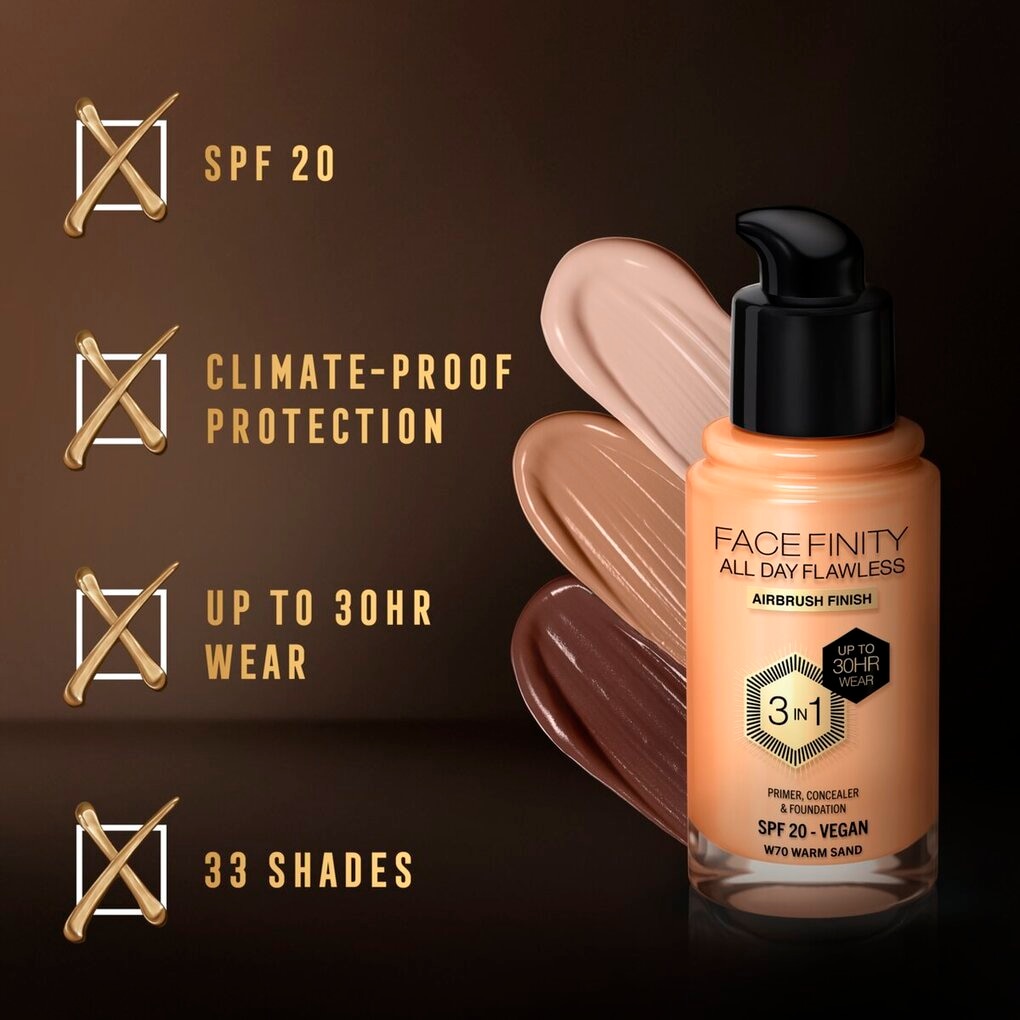 Max Factor Facefinity All Day Flawless W70 Warm Sand Foundation