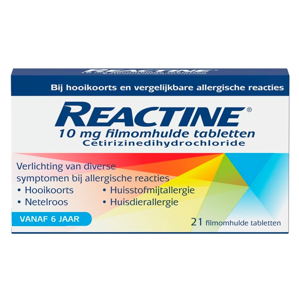 Reactine Cetirizine 10mg Filmomhulde Hooikoortstabletten