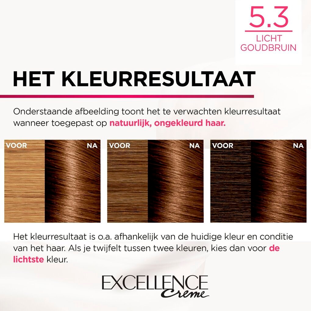 L'Oréal Paris Excellence Crème 5.3 Goud Lichtbruin Permanente Haarverf