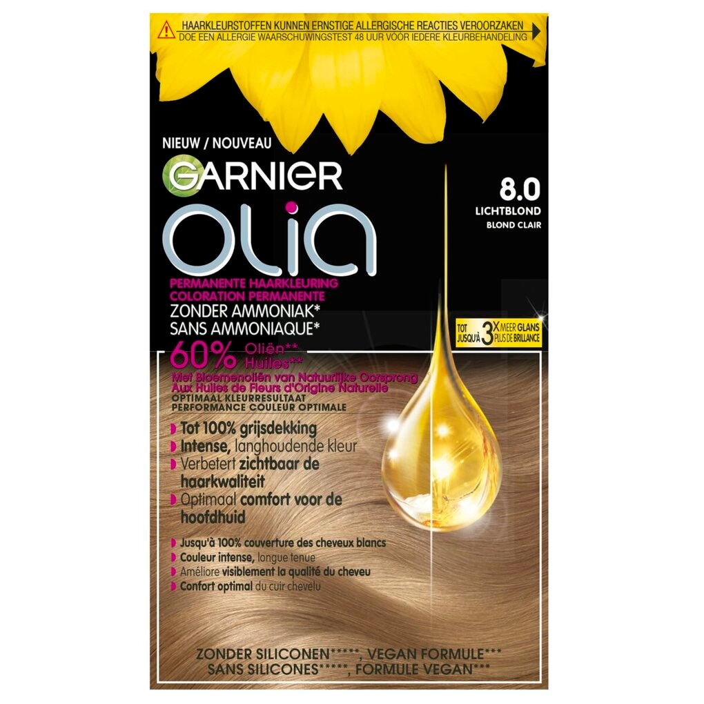 Garnier Olia 8.0 Lichtblond Permanente Haarkleuring Garnier Olia 8.0 Lichtblond Permanente Haarkleuring