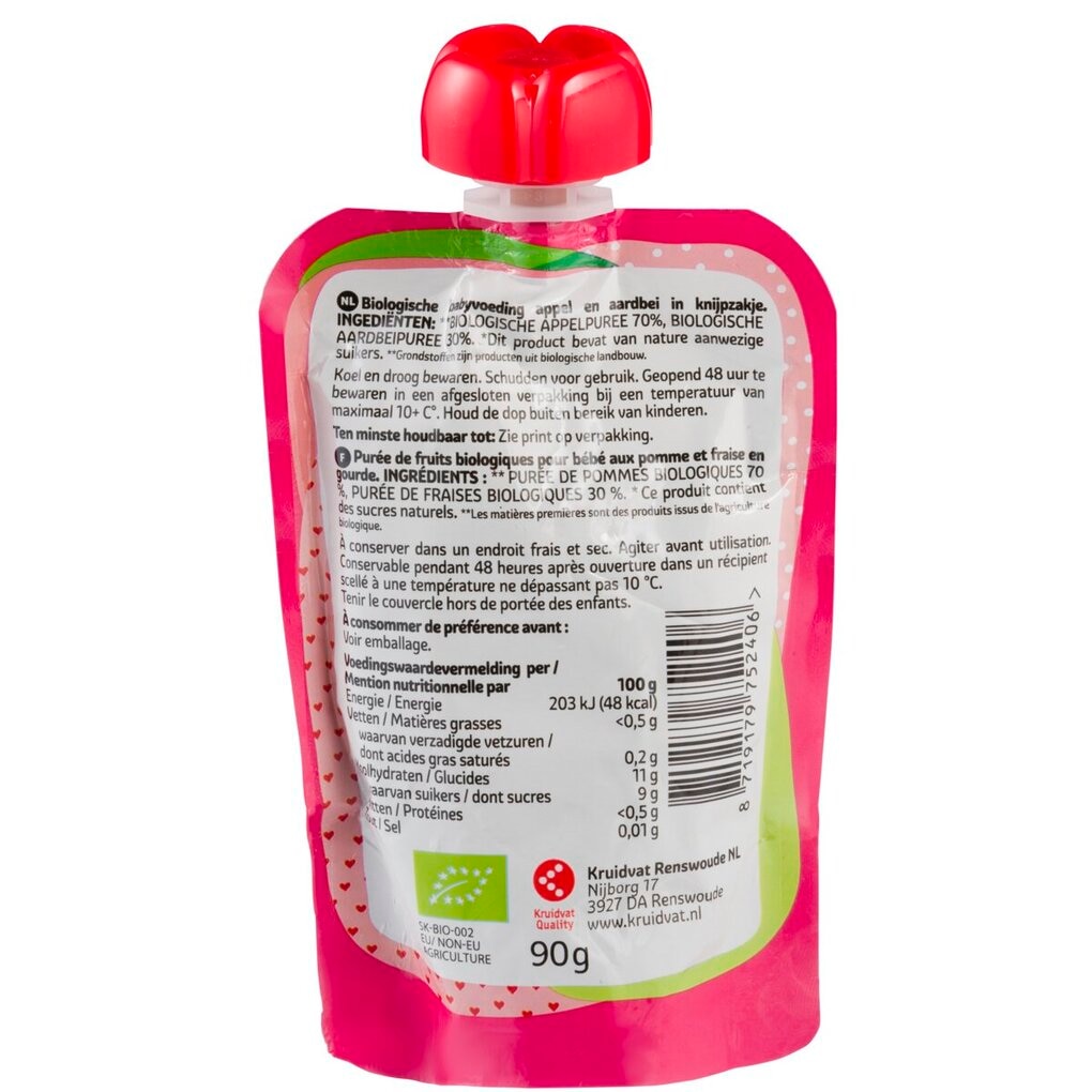Kruidvat 6+M Bio Aardbei met Appel Knijpzakje