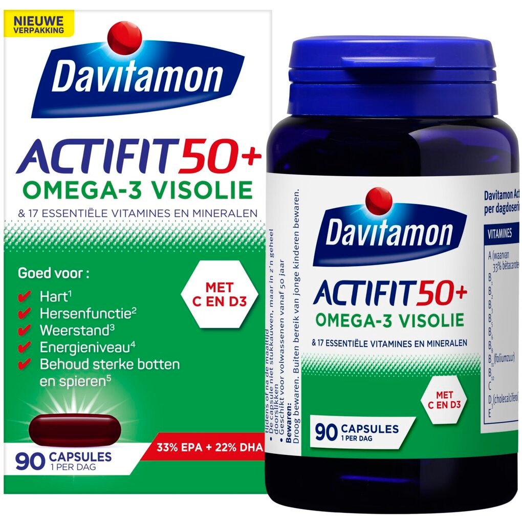 Davitamon Actifit 50+ Omega-3 Visolie Multivitamine & Mineralen Capsules