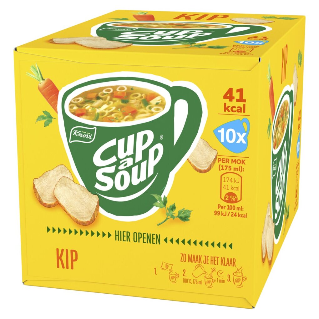 Geniet tijdens een dip van een lekker soepje met Cup A Soup Kip. Geniet tijdens een dip van een lekker soepje met Cup A Soup Kip.