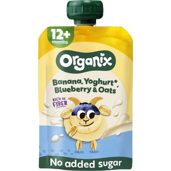 Organix Banana, Yoghurt, Bleuberry & Oats 12+M Knijpfruit