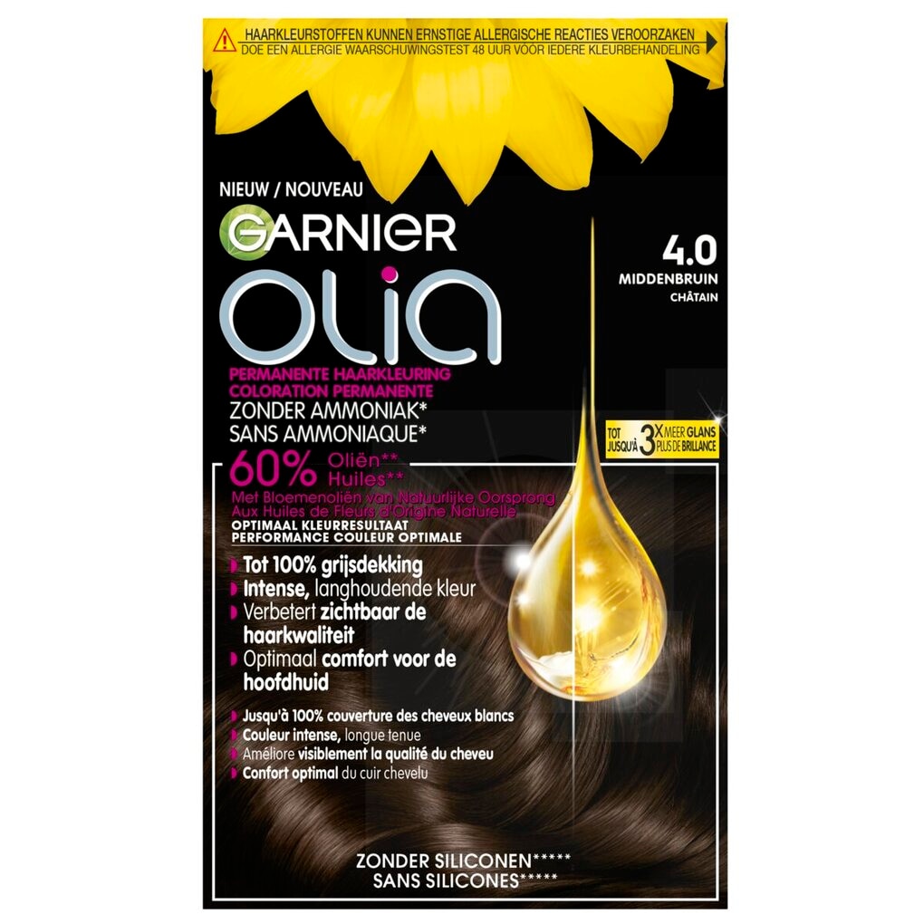 Garnier Olia 4.0 Middenbruin Permanente Haarkleuring Garnier Olia 4.0 Middenbruin Permanente Haarkleuring