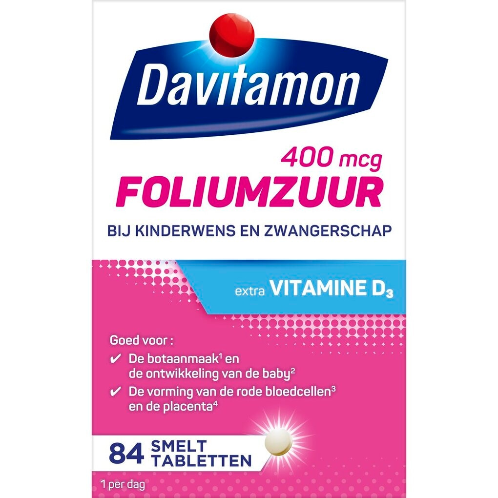 Davitamon Foliumzuur Extra Vitamine D3 Smelttabletten