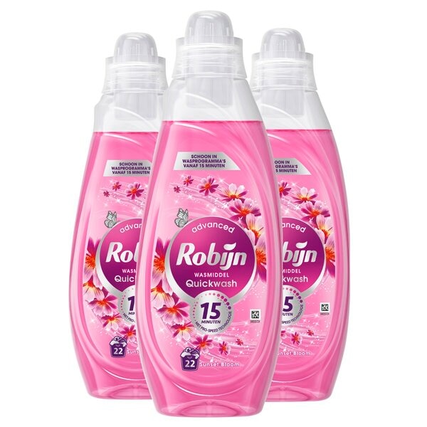 Product afbeelding van Robijn Quickwash Sunset Bloom Wasmiddel - 3x22 wasbeurten