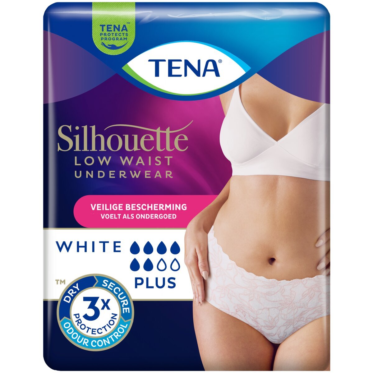 Afbeelding van TENA Silhouette plus low waist Incontinentiebroekjes Wit M - 12 luiers