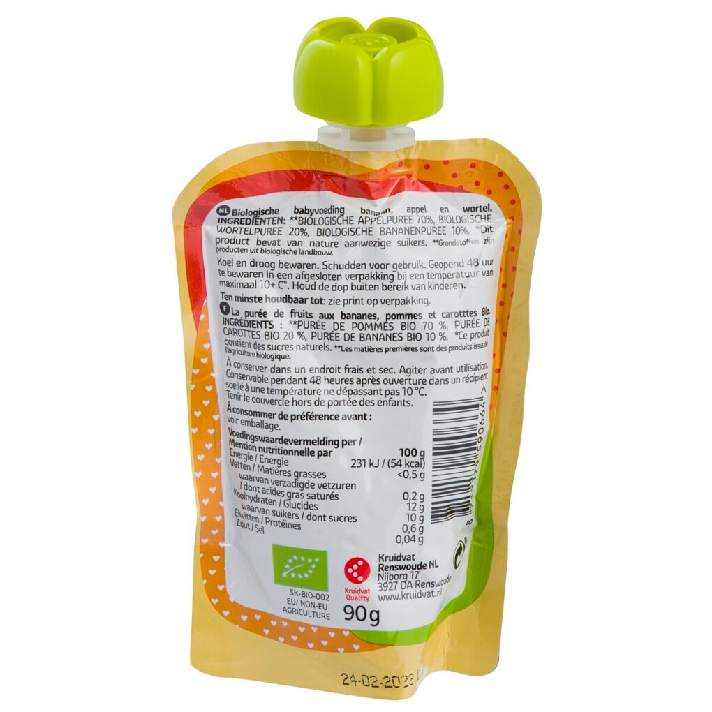 Kruidvat 6+M Bio Banaan met Appel en Wortel Knijpzakje
