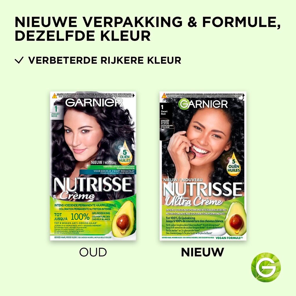 Garnier NutrisseUltra Crème 1 Zwart Permanente Haarkleuring