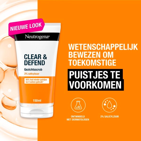 Neutrogena Clear & Defend 2% Salicylzuur Gezichtsscrub