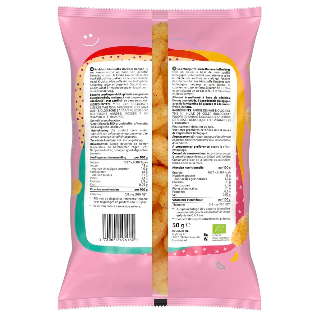 Kruidvat 6+M Bio Aardbei en Banaan Maïspuffs