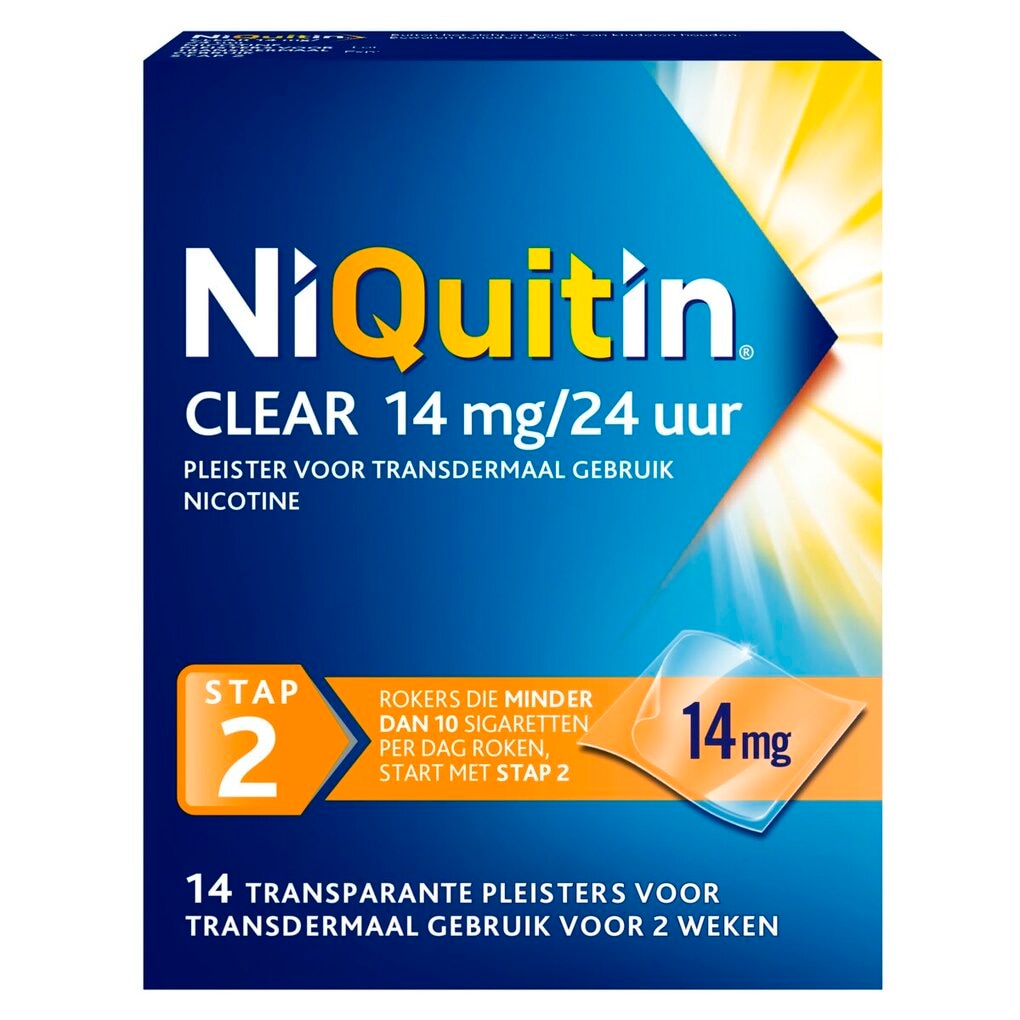 NiQuitin Clear Pleister Stap 2 - 14 mg - Nicotinepleister NiQuitin Clear Pleister Stap 2 - 14 mg - Nicotinepleister