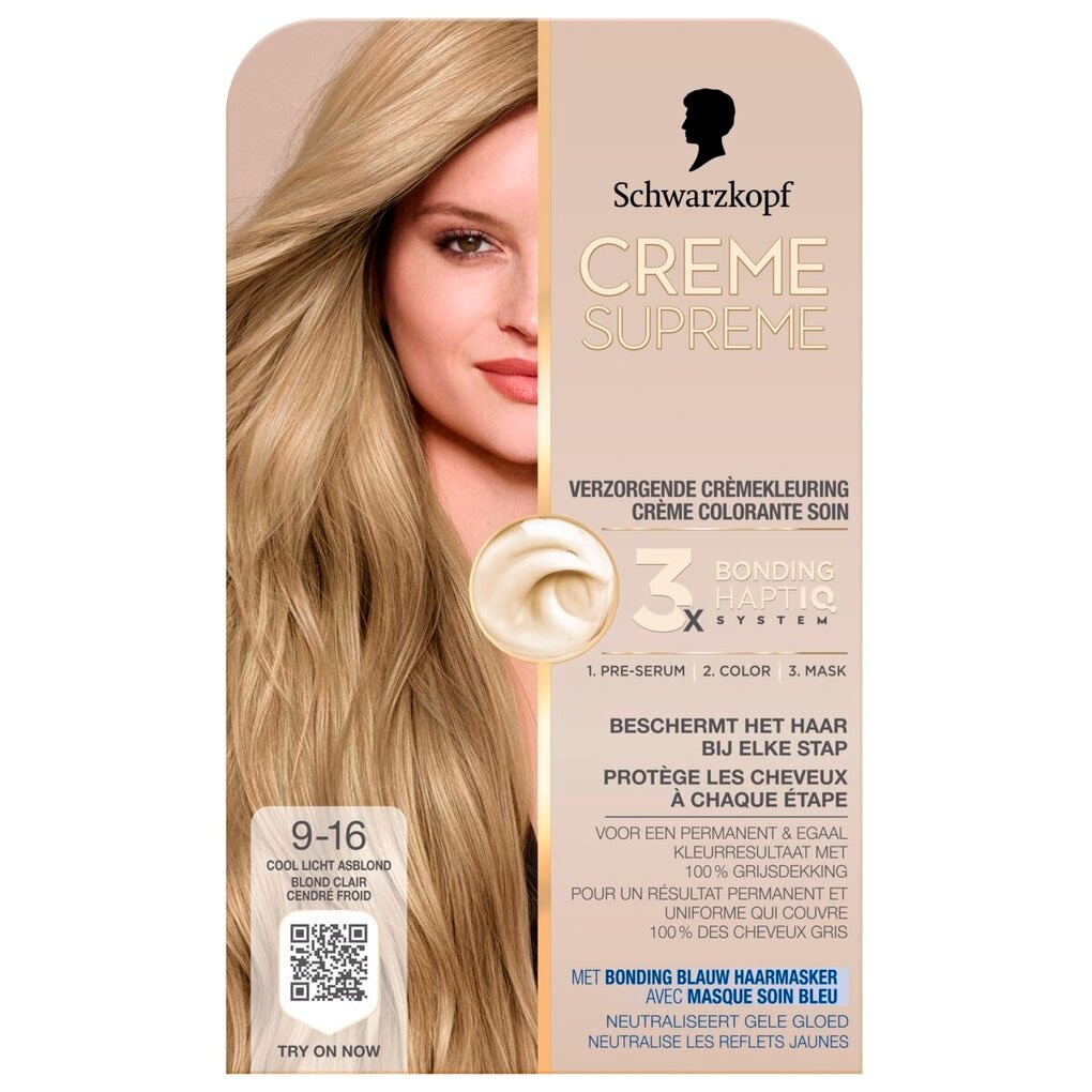 Schwarzkopf Creme Supreme 9-16 Cool Licht Asblond Verzorgende Crèmekleuring