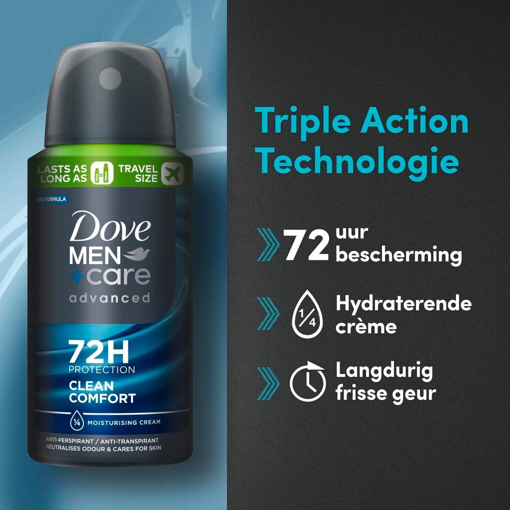 Dove Men+Care Advanced Clean Comfort Compressed Antitranspirant Deodorant Spray