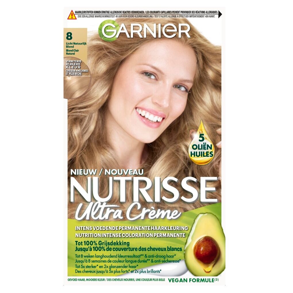 Garnier Nutrisse Ultra Crème 8 Licht Blond Permanente Haarkleuring