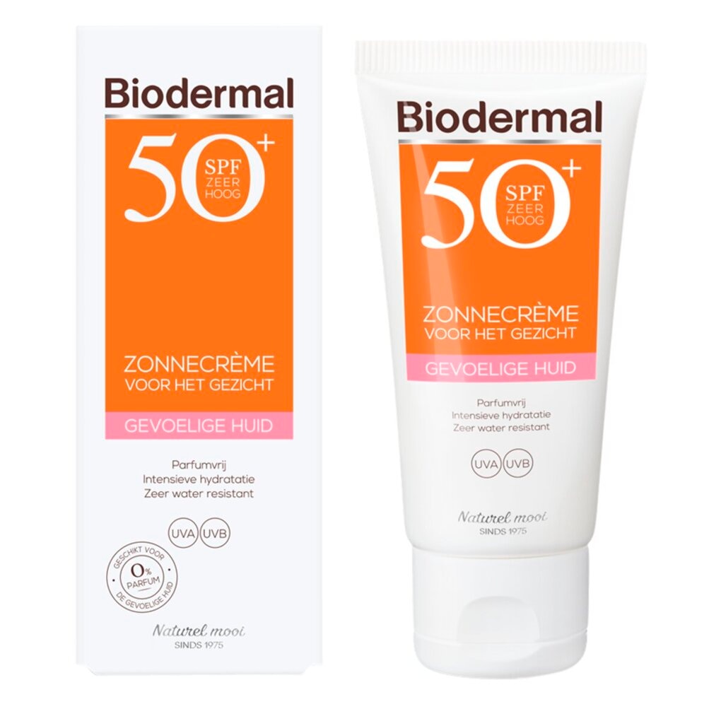 Biodermal Gevoelige Huid SPF50+ Zonnecrème voor je Gezicht