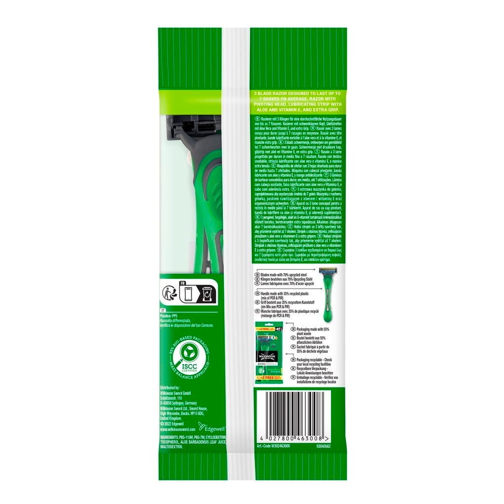 Wilkinson Sword Extra Essential 3 Sensitive Wegwerpscheermesjes