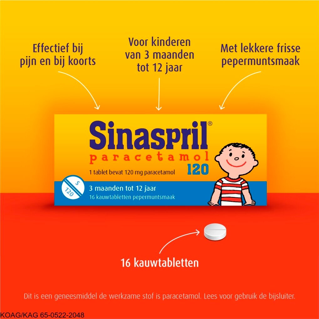 Sinaspril Paracetamol 120mg Kauwtabletten