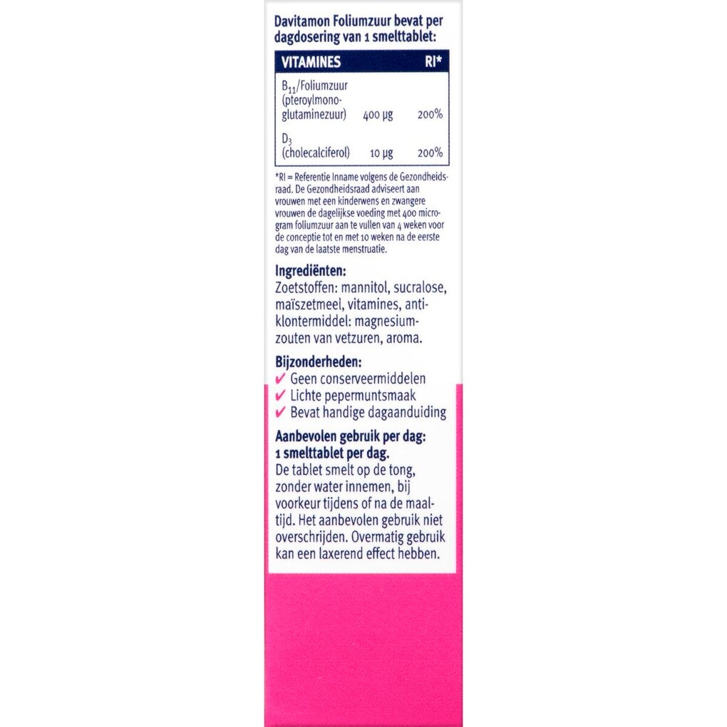 Davitamon Foliumzuur Extra Vitamine D3 Smelttabletten