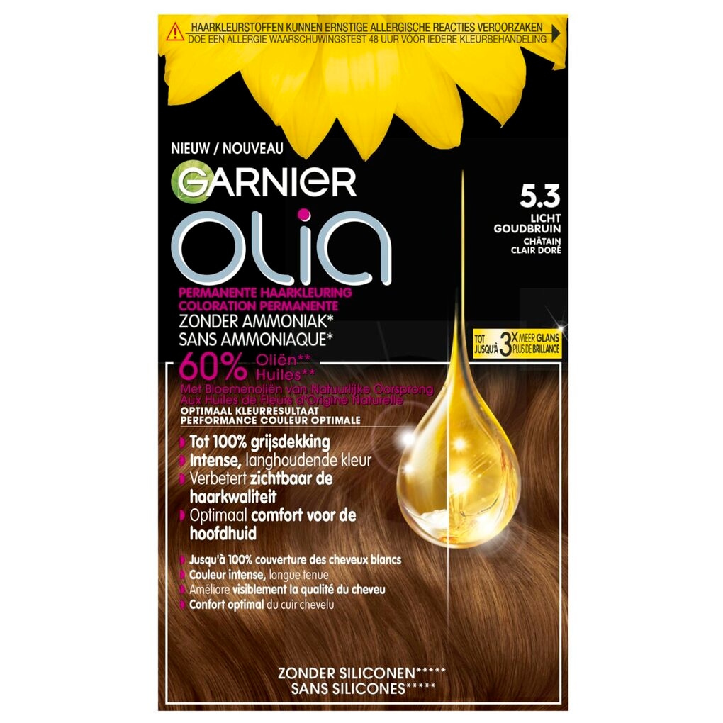Garnier Olia 5.3 Licht Goudbruin Permanente Haarkleuring Garnier Olia 5.3 Licht Goudbruin Permanente Haarkleuring