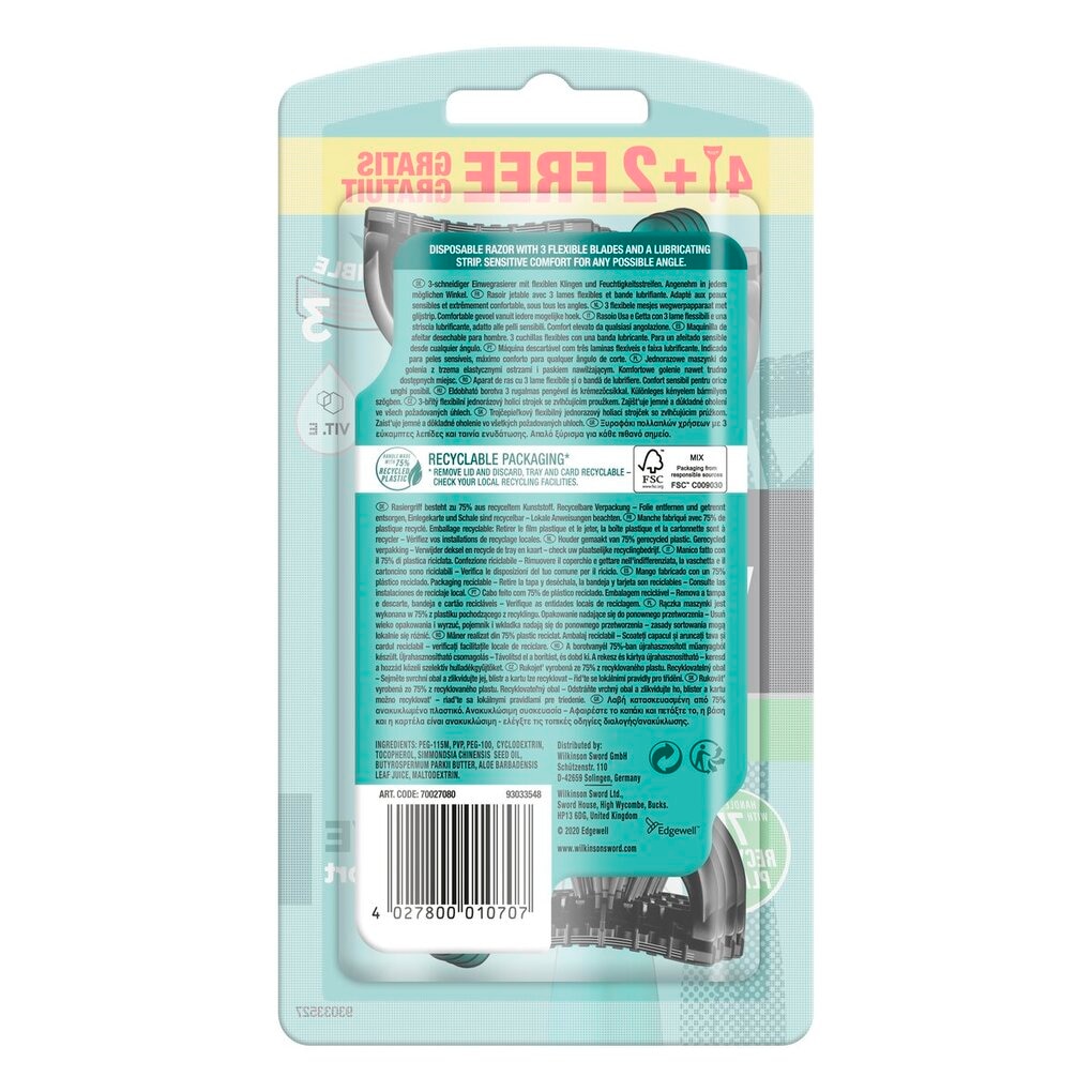 Wilkinson Sword Xtreme 3 Sensitive Wegwerpscheermesjes