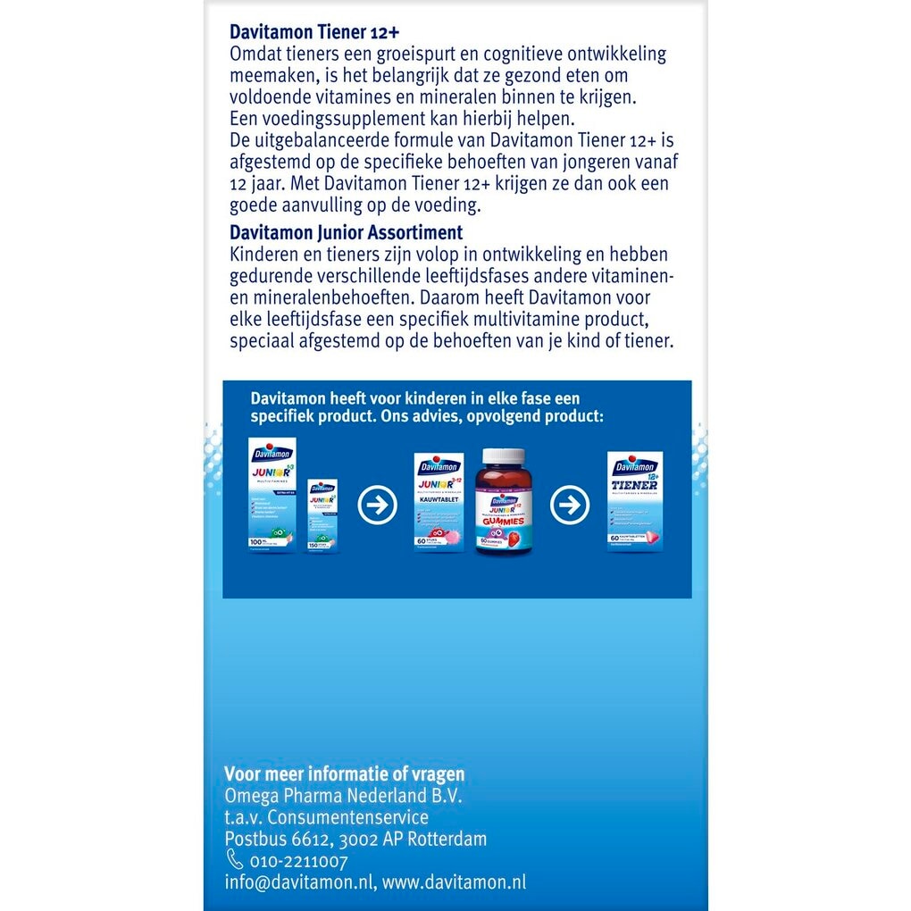 Davitamon Tiener 12+ Multivitamines & Mineralen Aardbei Kauwtabletten