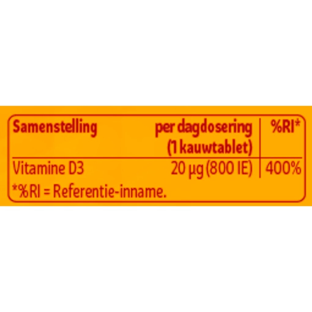 Kruidvat Vitamine D3 20mcg Kauwtabletten
