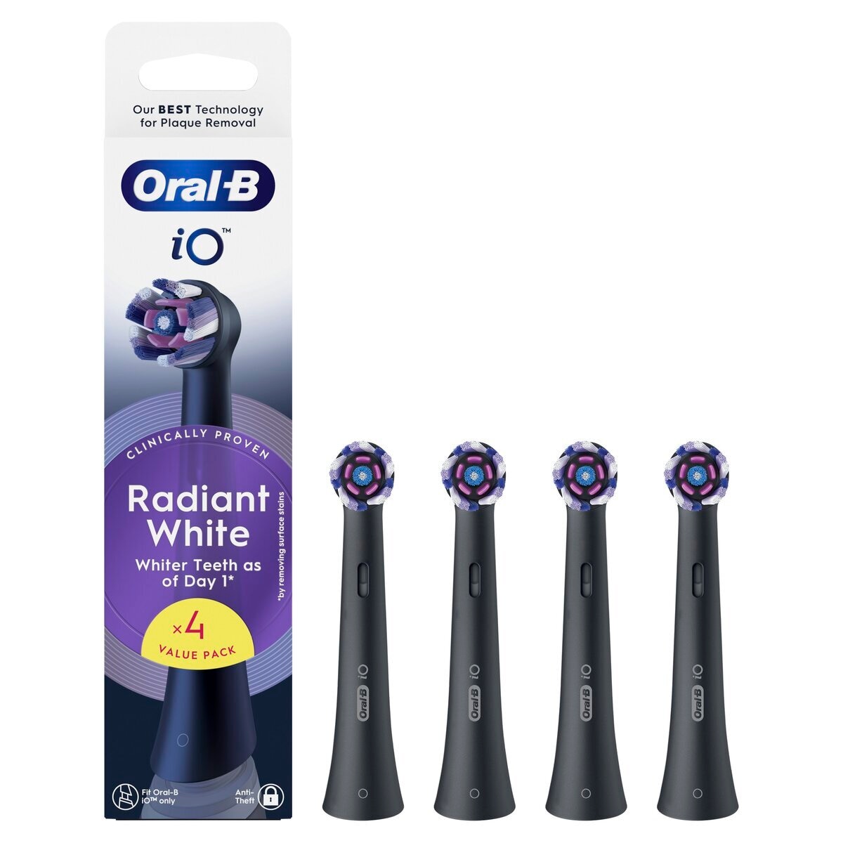 Afbeelding van Oral-B Opzetborstels iO Radiant White - Zwart 4 stuks