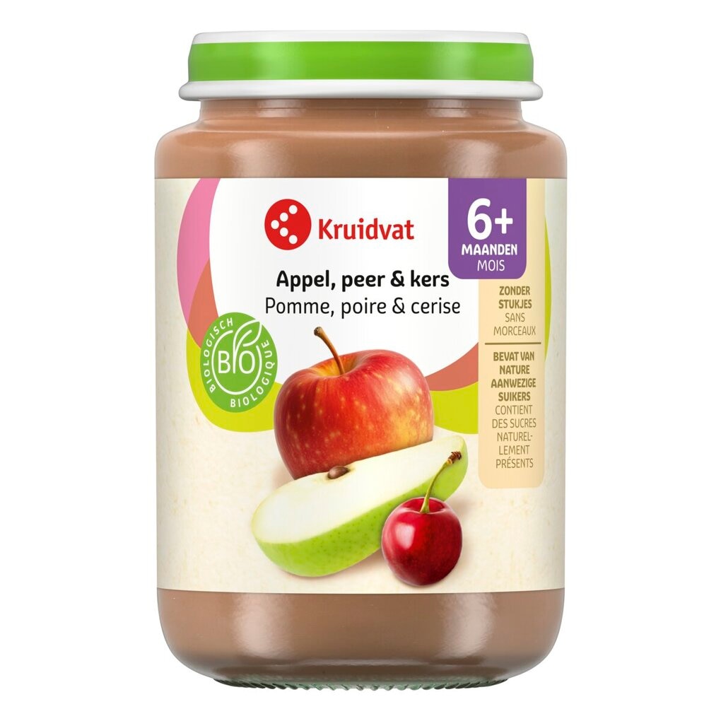 Kruidvat 6+M Bio Appel, Peer & Kers Fruithapje