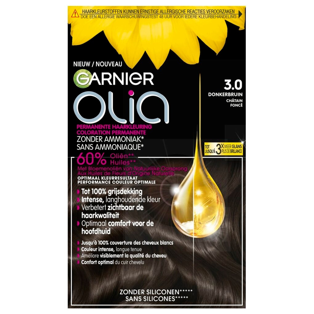Garnier Olia 3 Donkerbruin Permanente Haarkleuring Garnier Olia 3 Donkerbruin Permanente Haarkleuring