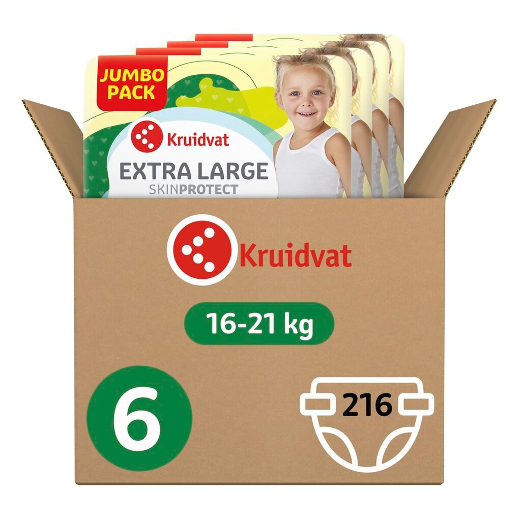 Kruidvat Extra Large Maat 6 Luiers Volumedoos Kruidvat Extra Large Maat 6 Luiers Volumedoos