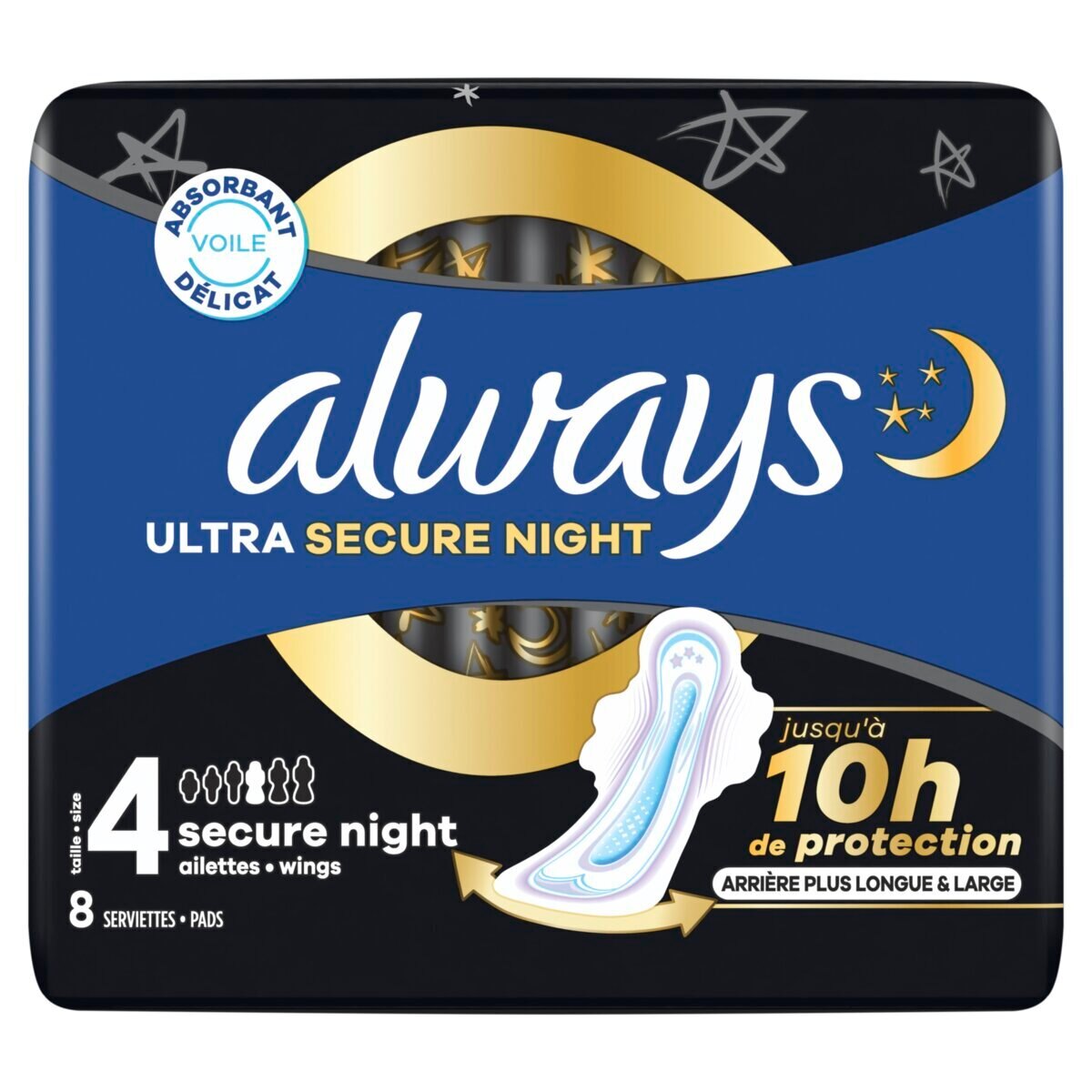 Afbeelding van Always Ultra Secure Night Maandverband Maat 4 - 8 stuks