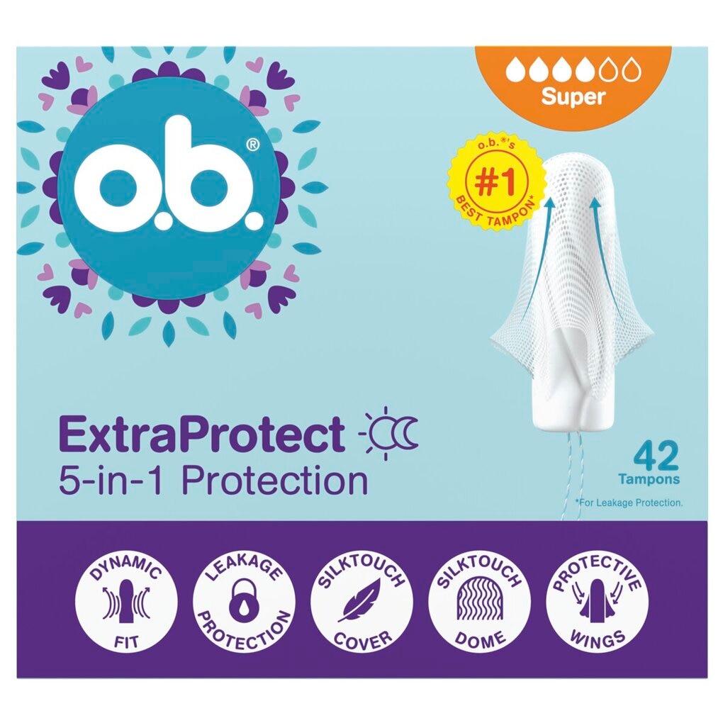 o.b. ExtraProtect 5-in-1 Protection Super Tampons o.b. ExtraProtect 5-in-1 Protection Super Tampons