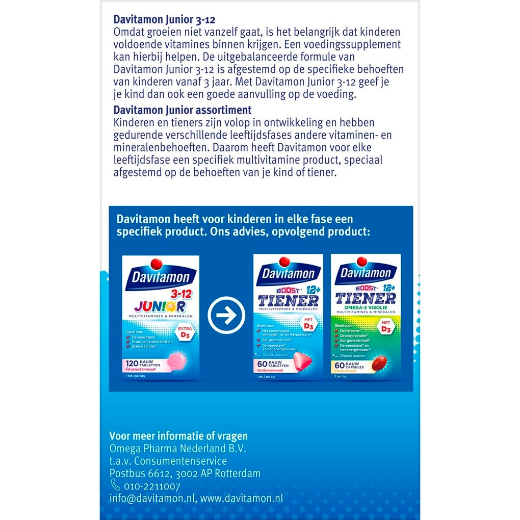 Davitamon Junior 3+ Framboos Kauwtabletten