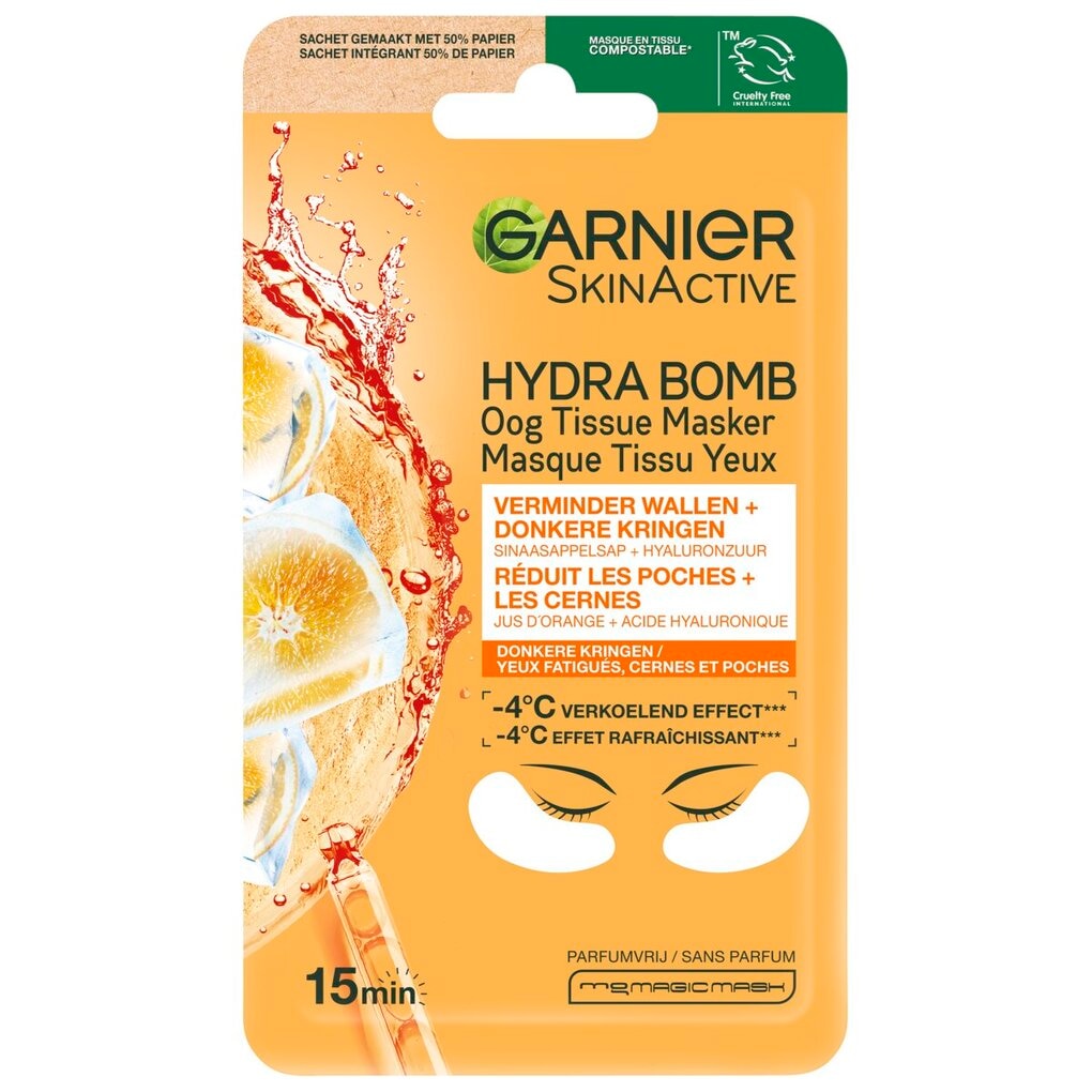 Garnier SkinActive Sinaasappel & Hyaluronzuur Oog Tissuemasker
