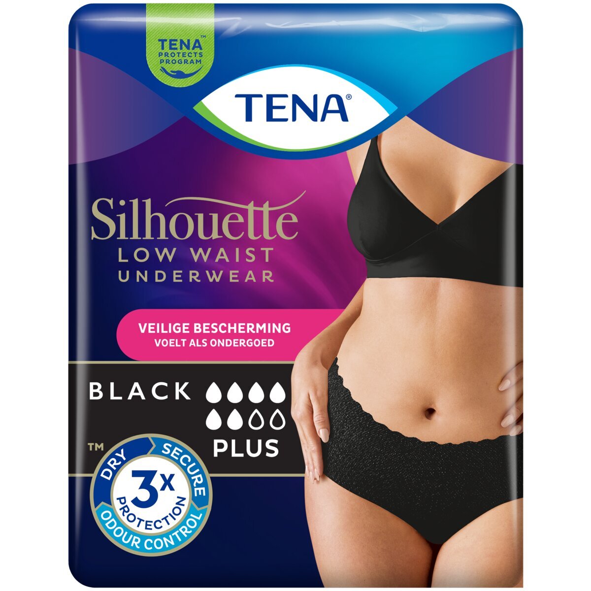 Afbeelding van TENA Silhouette Plus Zwart Large Luierbroekjes - 10 luiers
