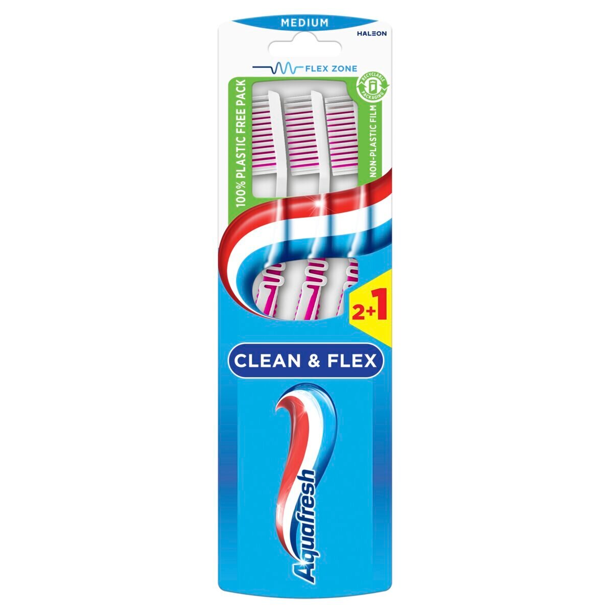 Afbeelding van Aquafresh Clean&Flex Medium Tandenborstel - 3 stuks