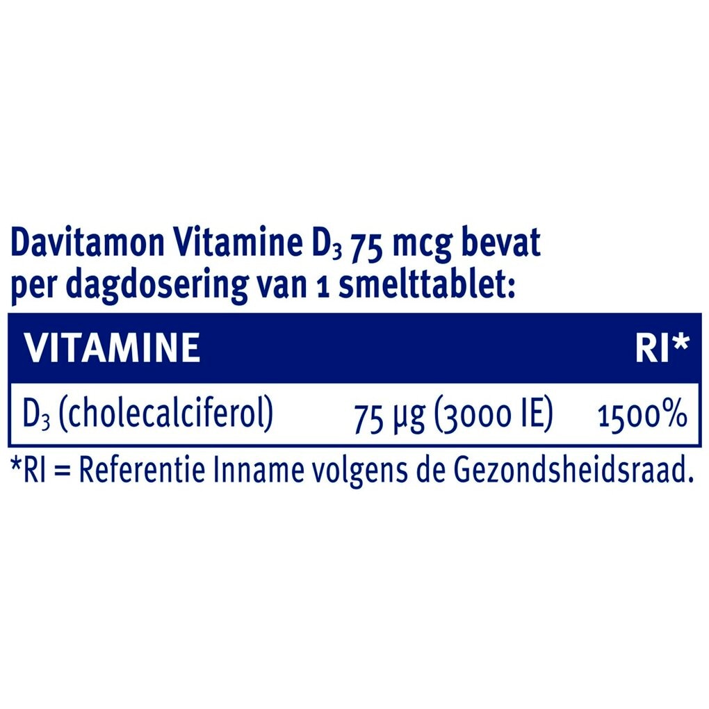 Davitamon Vitamine D3 75mcg Smelttabletten
