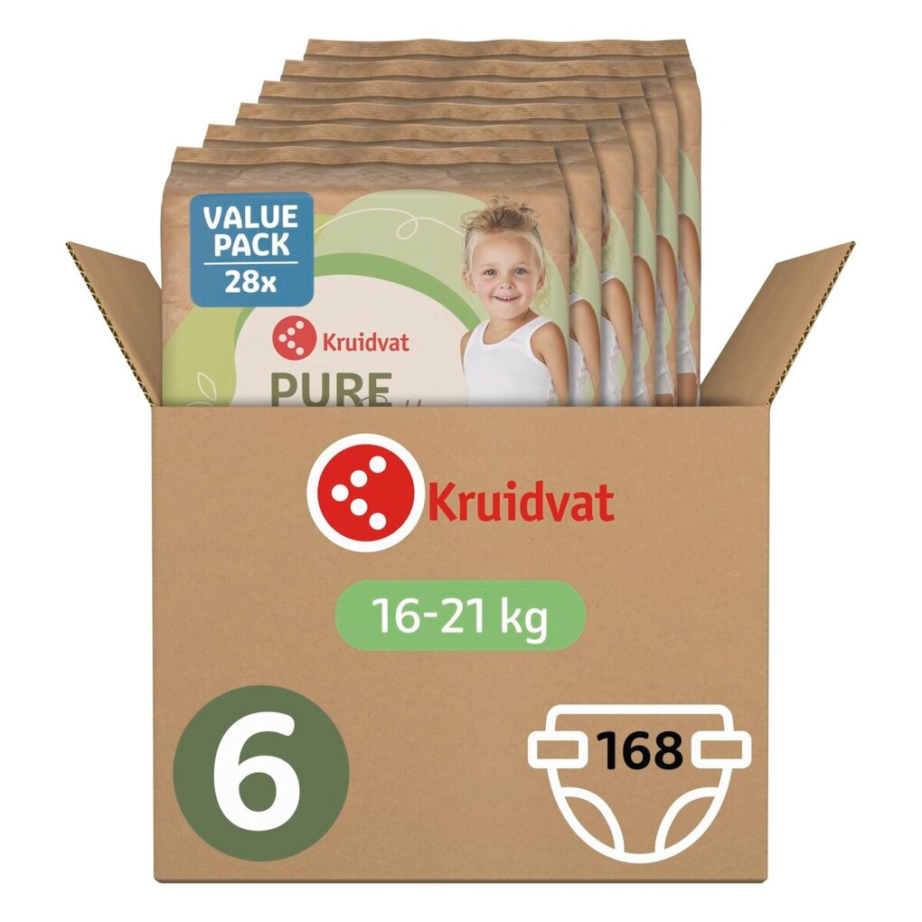 Kruidvat Pure & Soft Maat 6 Luiers Volumedoos Kruidvat Pure & Soft Maat 6 Luiers Volumedoos