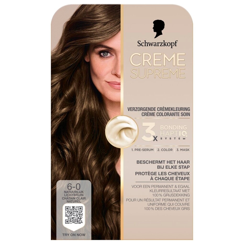Schwarzkopf Creme Supreme 6-0 Natuurlijk Lichtbruin Verzorgende Crèmekleuring Schwarzkopf Creme Supreme 6-0 Natuurlijk Lichtbruin Verzorgende Crèmekleuring