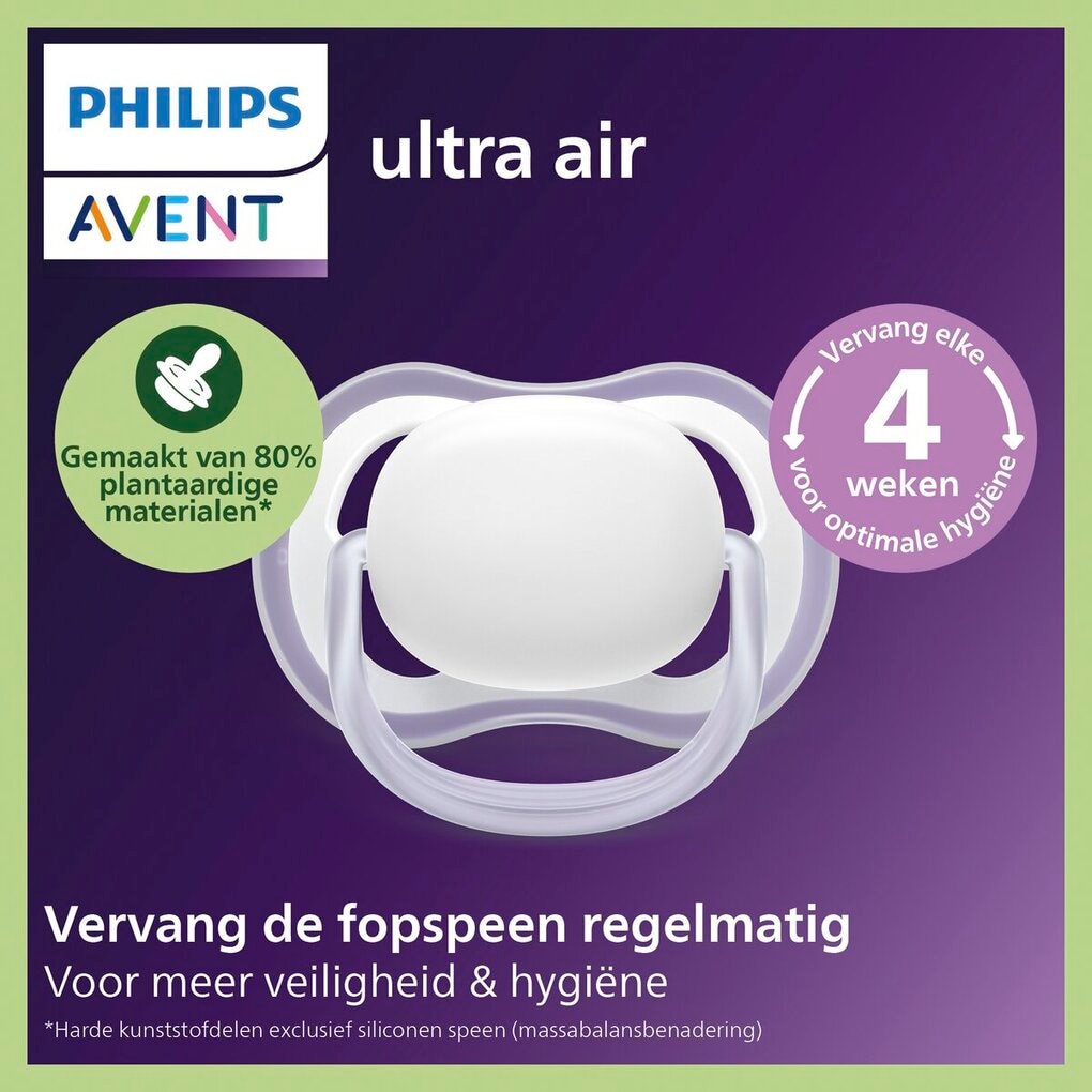 Philips Avent Soother Ultra Air 6-18M SCF376/29 Nighttime Fopspeen