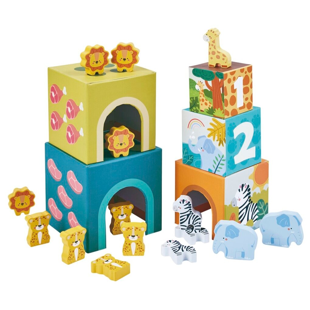 Playing Kids Safari Houten Stapelblokken