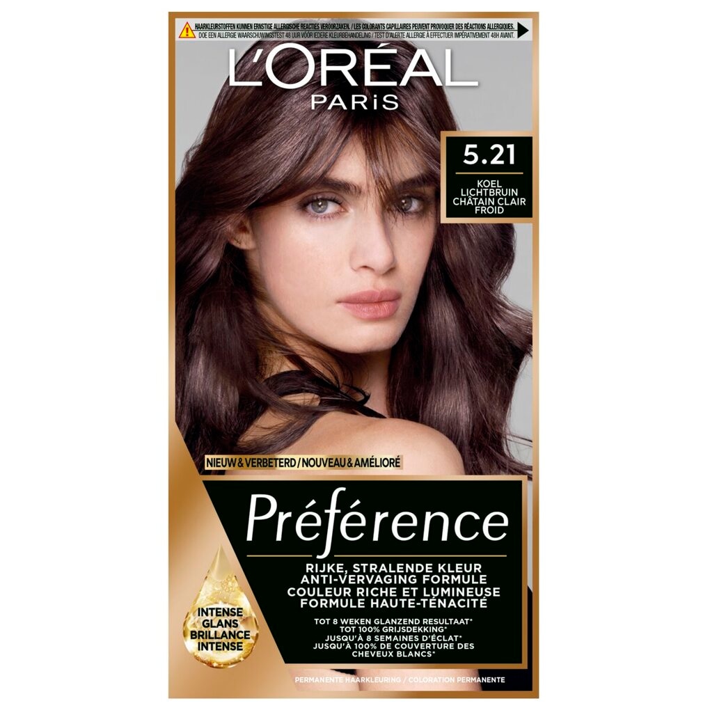 L'Oréal Paris Préférence 5.21 Koel Lichtbruin Permanente Haarkleuring