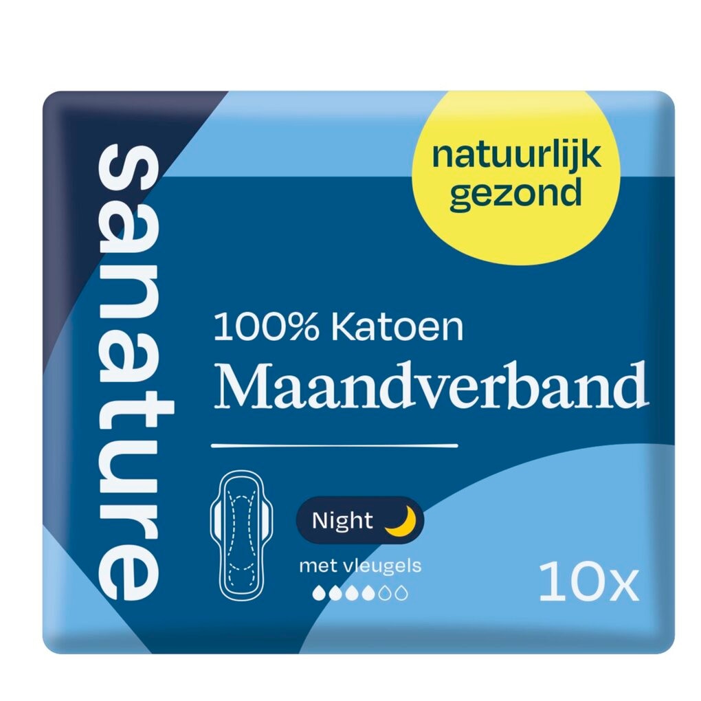 Sanature Maandverband Night Ultra Bio — 10 stuks