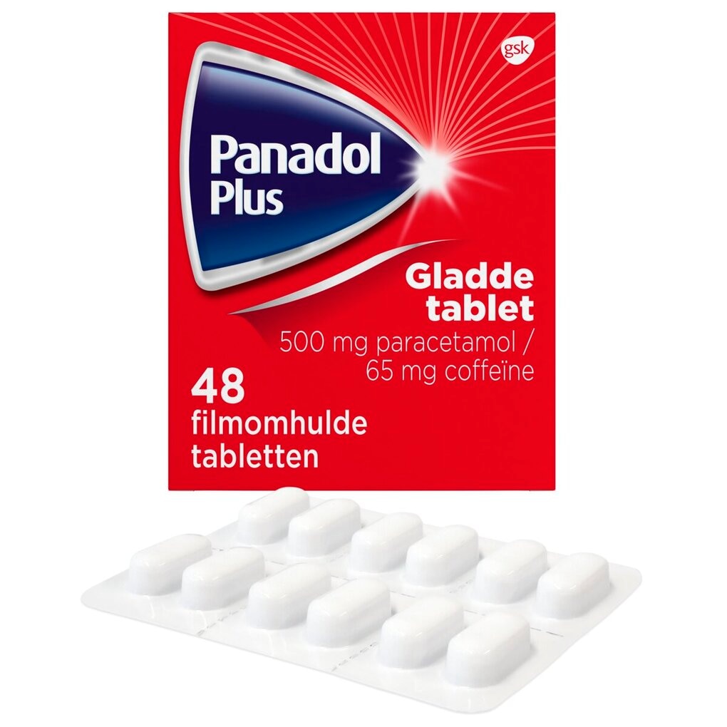 Panadol Plus 500mg/65mg Paracetamol en Coffëine Gladde Tabletten