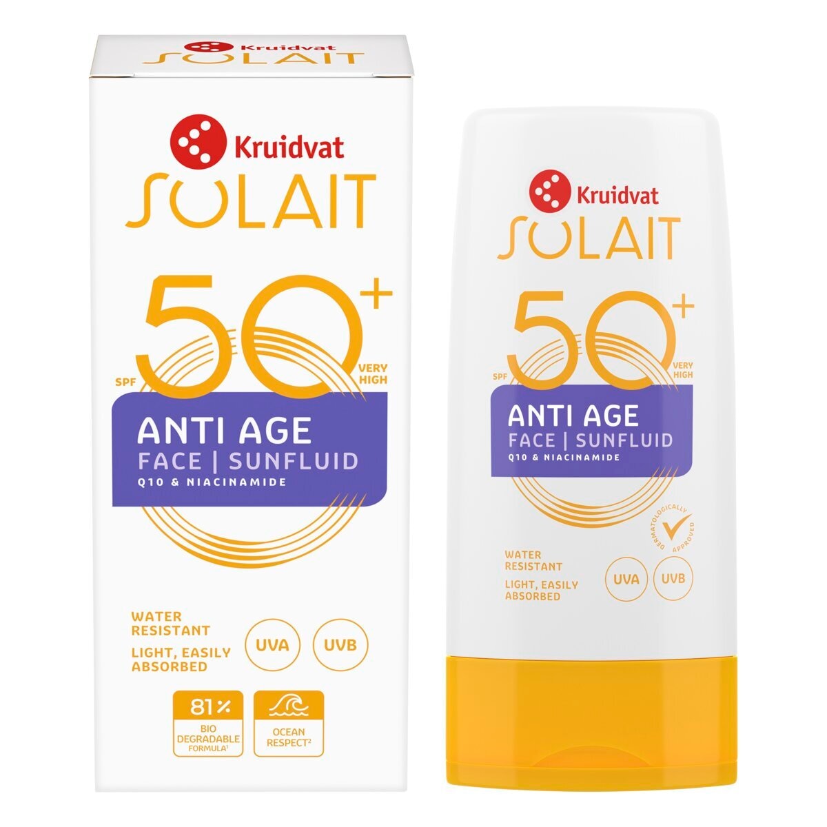 Afbeelding van Kruidvat Solait SPF50+ Anti-Age Face Sunfluid - 50ml