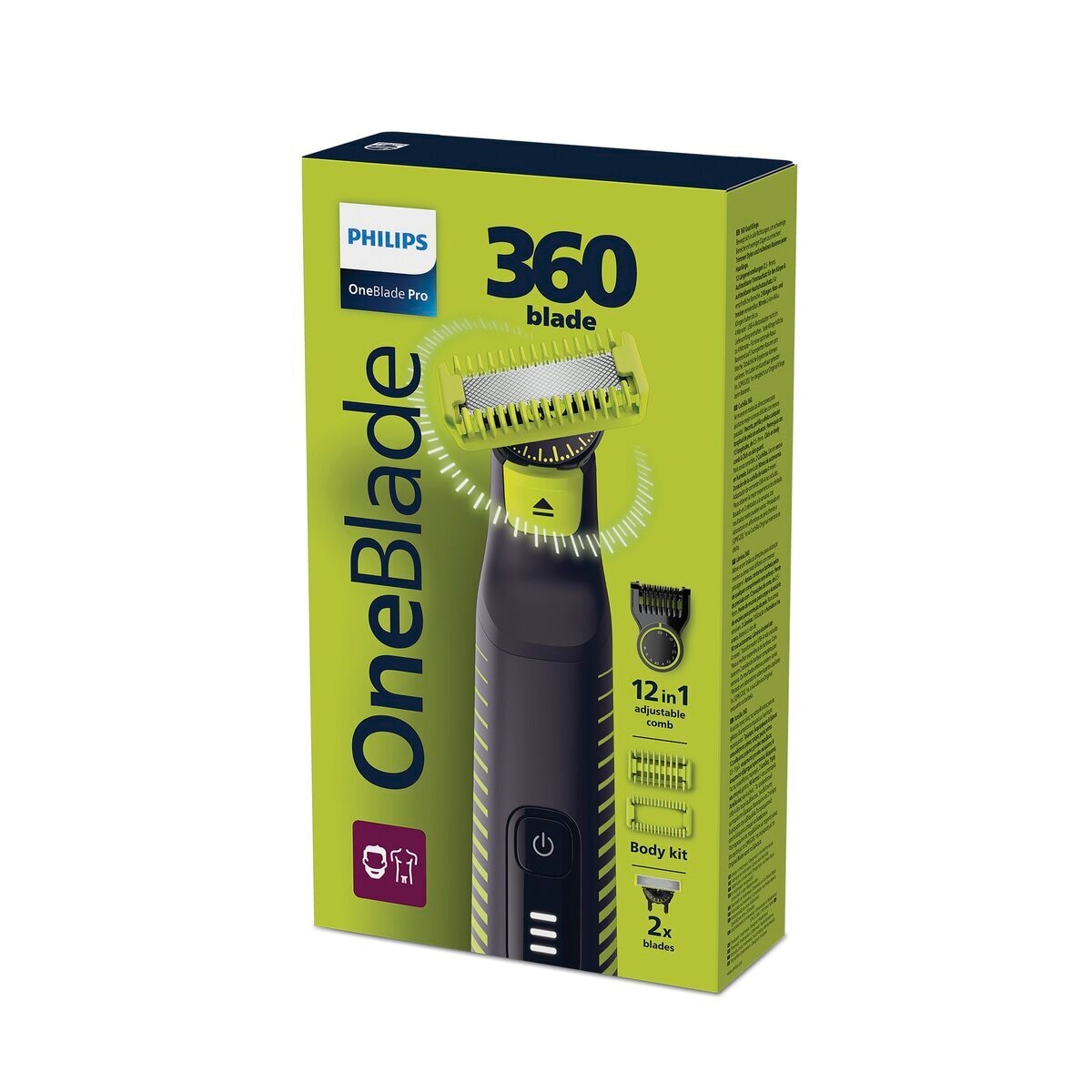 Philips OneBlade Pro 360 Face+Body QP6507/23 Trimmer, Scheerapparaat en Styler - zwart
