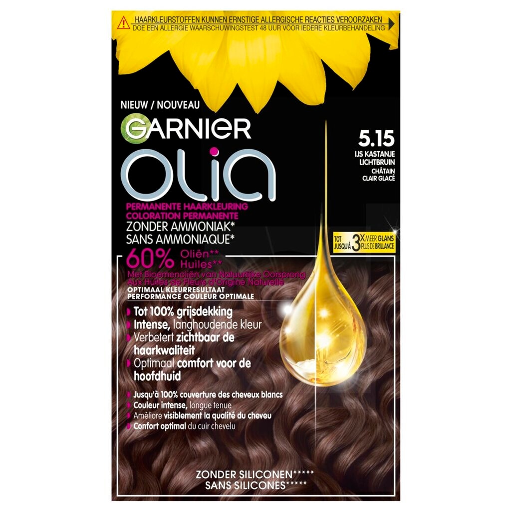 Garnier Olia 5.15 Ijs Kastanje Lichtbruin Permanente Haarkleuring Garnier Olia 5.15 Ijs Kastanje Lichtbruin Permanente Haarkleuring